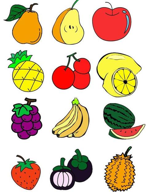 蔬菜动物人物植物交通工具日水果简笔画卡通背景儿童画简笔画临摹素材