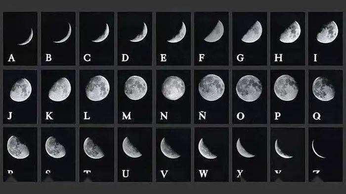 月亮的每一次盈缺变化代表了每一个字母,还形成了月相键盘.