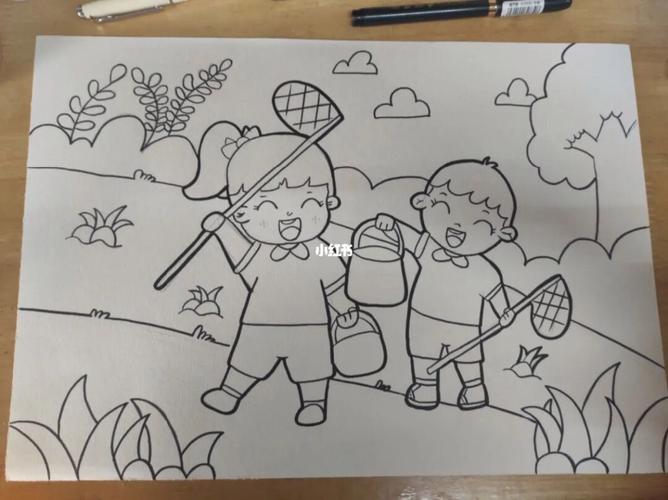 童年主题 临摹出处 #姜姜的绘画小课堂  色真的太难上啦,画到后檬笔
