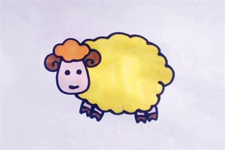 小羊简笔画简单可爱带颜色