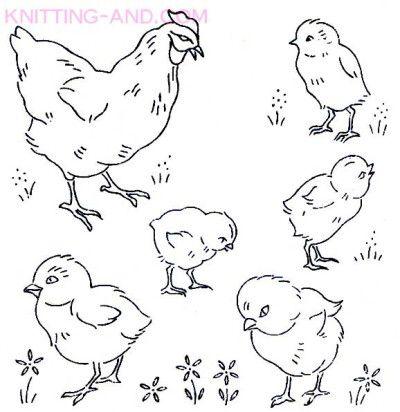 一群小鸡正在捉虫子的简笔画