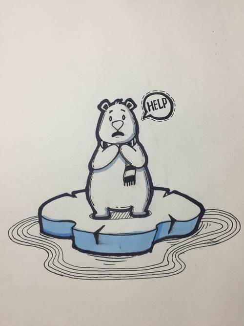 北极熊简笔画 北极熊简笔画冰川融化