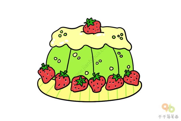 卡通草莓蛋糕图片简笔画