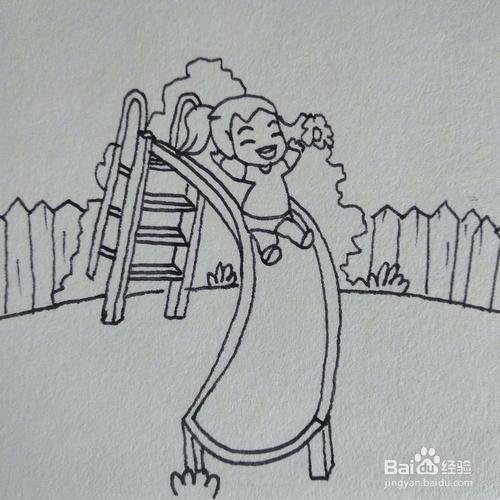 小朋友玩滑梯的简笔画