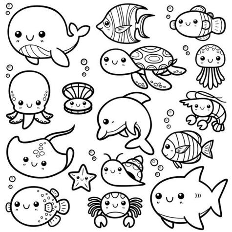 海洋动物图片及名称 简笔画