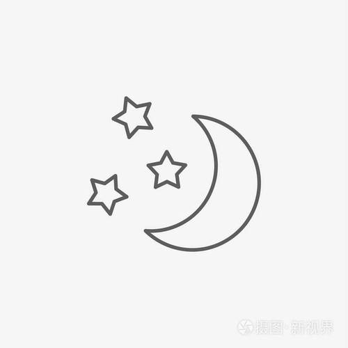 月亮和星星在晚上插画-正版商用图片0184hi-摄图新视界