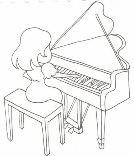 钢琴女孩简笔画图片大全