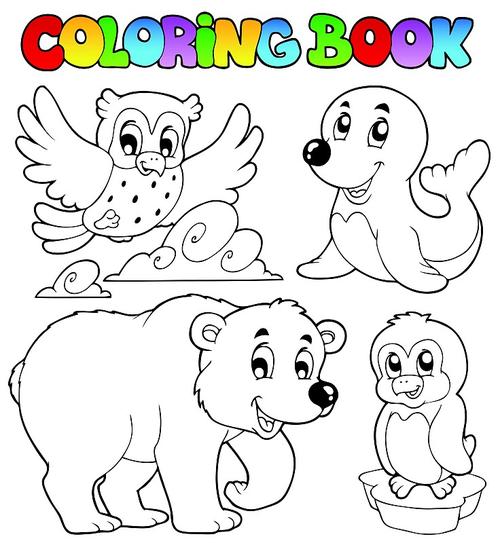 冬天的动物简笔画带颜色