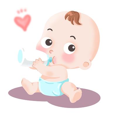 摄图网_401163456_坐着抱着奶瓶喝奶的尿不湿小婴儿宝宝(企业商用).
