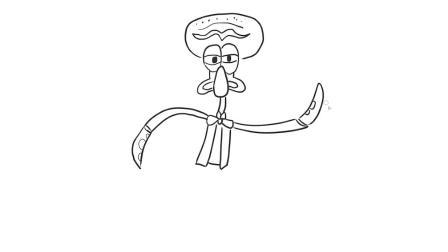 海绵宝宝动画中喜欢舞蹈的章鱼哥卡通简笔画