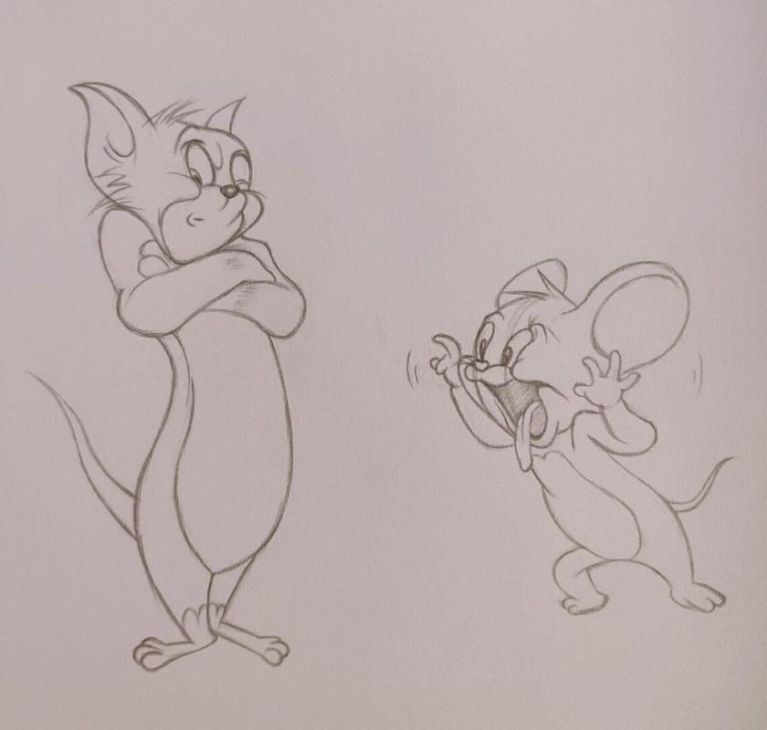 猫93和老鼠99简笔画 汤姆and杰瑞
