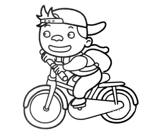 骑自行车简笔画 小人