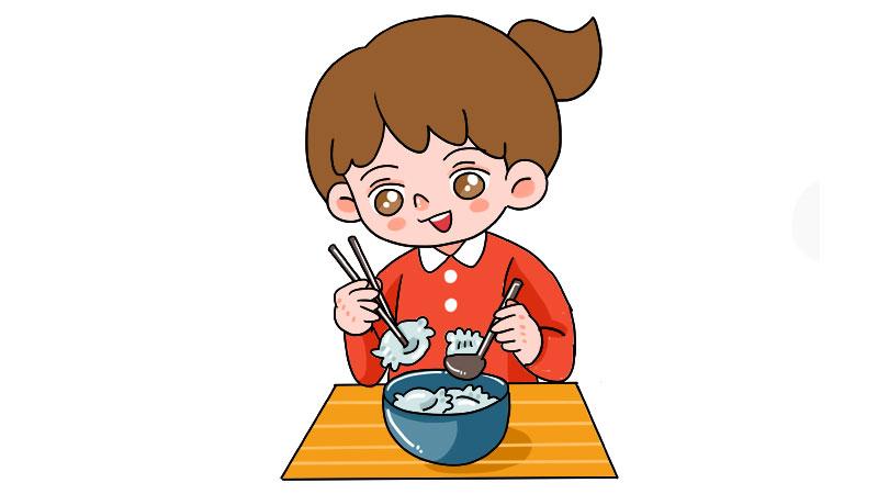 女孩包饺子简笔画图片儿童