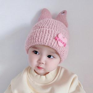 婴儿帽子秋冬款女宝宝婴幼儿可爱超萌保暖针织毛线帽冬季洋气童帽