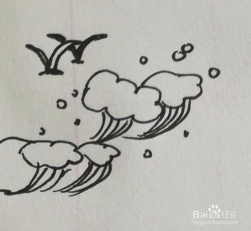 海浪与海鸥简笔画怎么画怎么组合