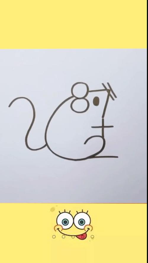 儿童简单简笔画用数字画老鼠