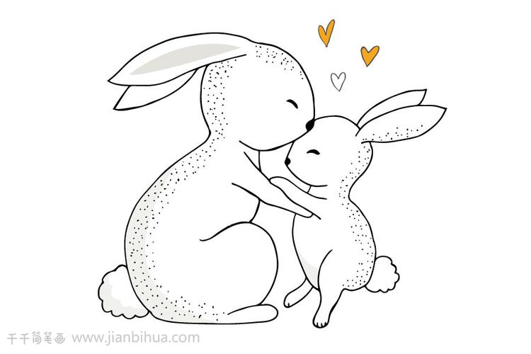 超有爱兔子妈妈和兔子宝贝简笔画