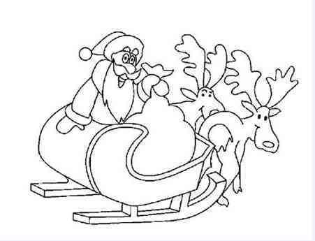 圣诞老人的拉车简笔画