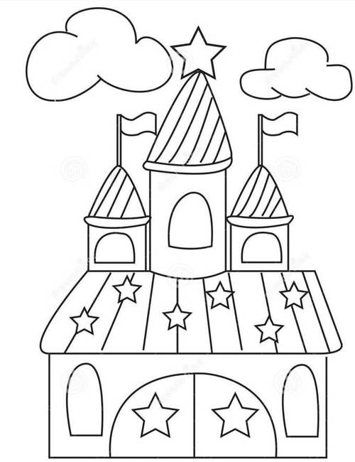 公主城堡简笔画少儿美术儿童彩色笔画《城堡》简笔画公主城堡,简单