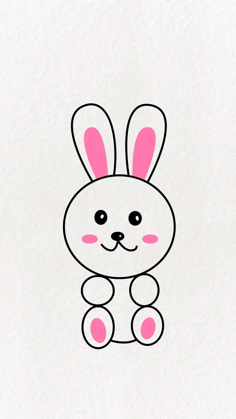 教你用一个圆画可爱的小兔子#简笔画 #零基础学画画 #儿童画 - 抖音