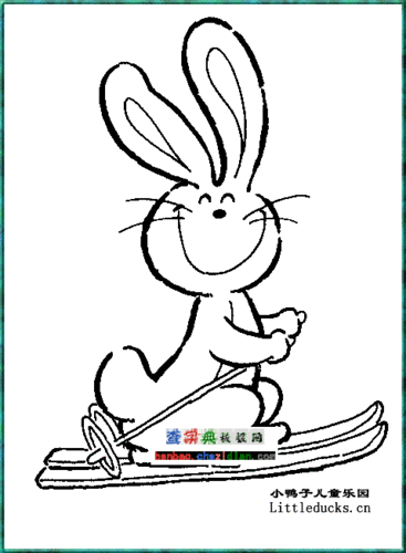 滑雪的小兔子动物简笔画