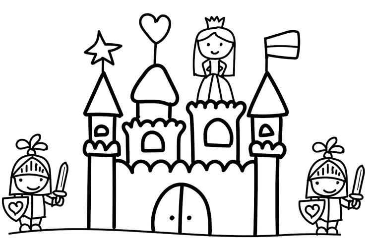 画一座城堡里面有士兵和公主哟学画画