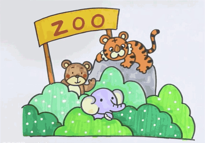 动物园主题画简笔画八种