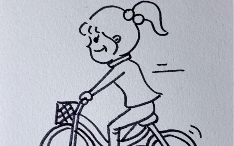 骑单车的小女孩简笔画