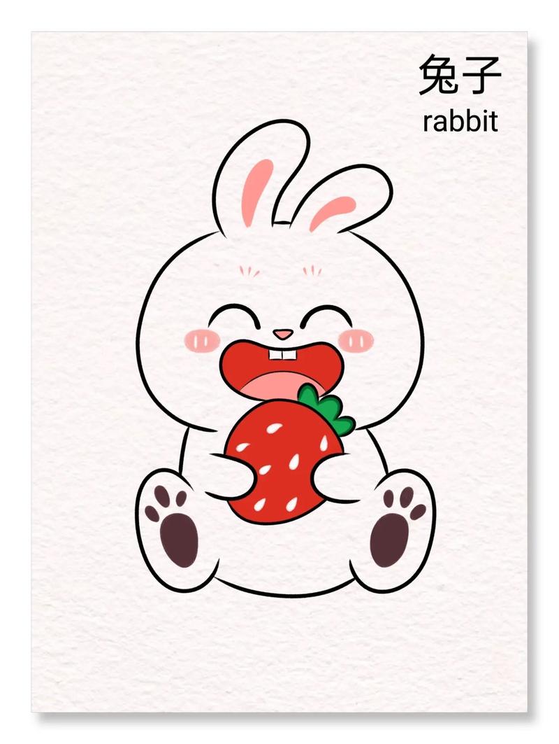 兔子简笔画.一起来画吃草莓的小兔子吧!#简笔画 #一起学画画 - 抖音