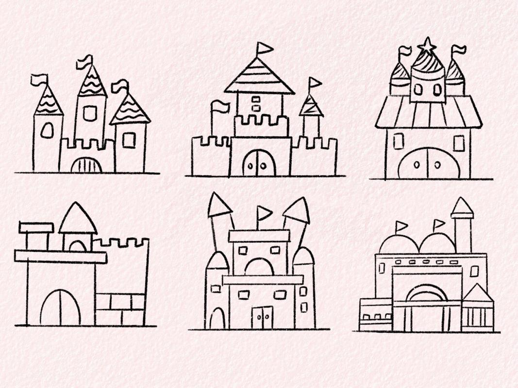 97幼师考编儿童画简笔画—城堡素材 78城堡素材,可以用在童话故事