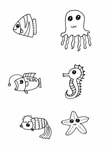 海底动物简笔画大全详细步骤