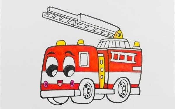 消防车彩色儿童卡通消防车简笔画