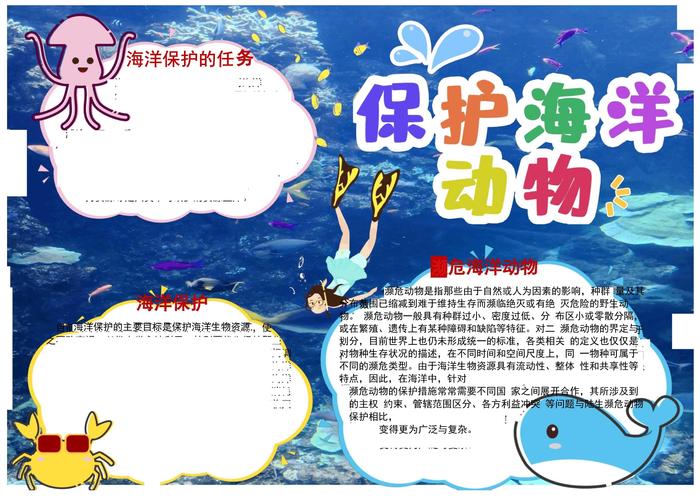 保护海洋动物卡通手抄报_第1页