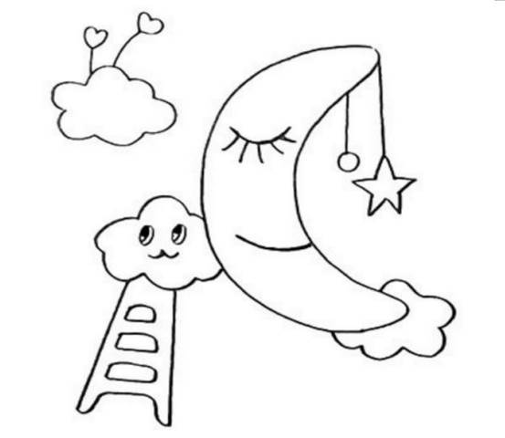 儿童简笔画教程-月亮和星星,你在夜晚的时候观赏过夜空吗?