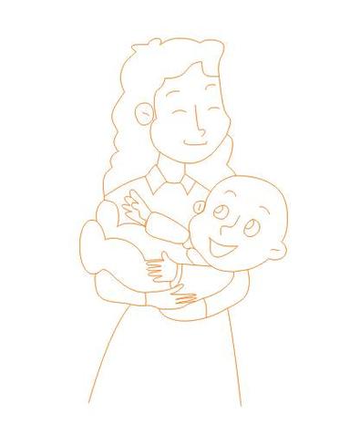 妈妈与孩子拥抱简笔画