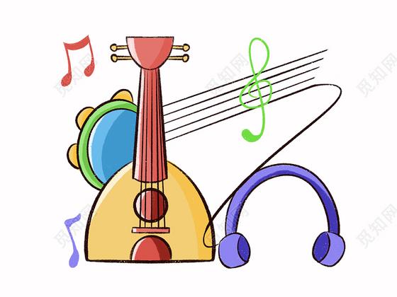 创意乐器音乐音符卡通简笔画png素材