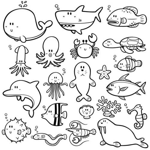 简笔画海洋动物简笔画