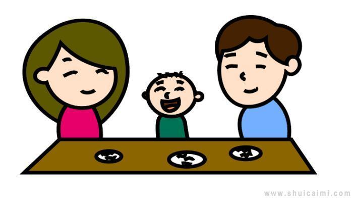 一家人坐在一起吃饭的图片简笔画