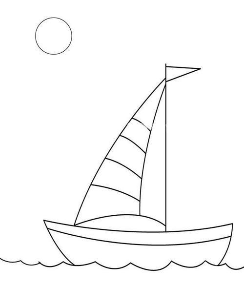 小帆船简笔画图片帆船的简笔画一艘正在扬帆起航的大帆船交通工具简笔