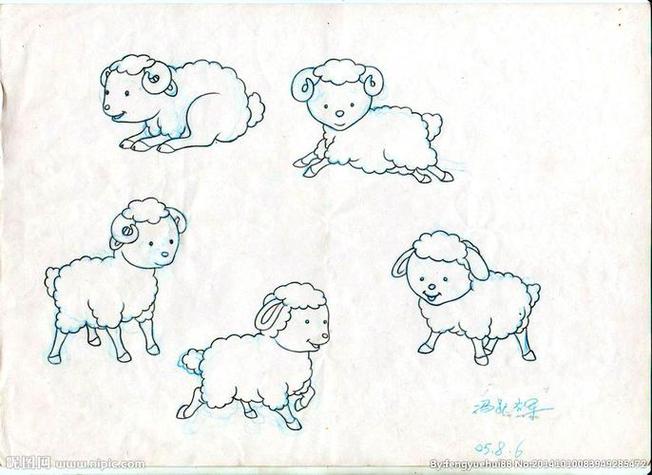 幼儿简笔画动物卷角山羊教我怎么画羊的简笔画教你画有颜色小羊的画法