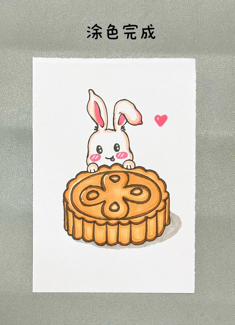 中秋节儿童画#月饼 #小兔子简笔画 # - 抖音