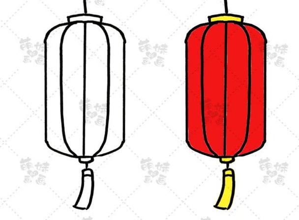 节荷花灯简笔画中国传统灯笼简笔画教程漂亮又简单古风彩色灯笼画法