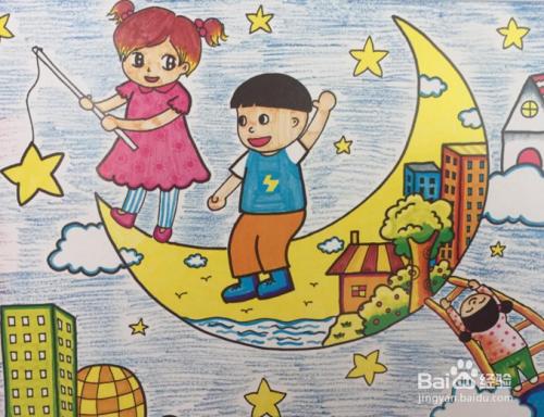 月亮的儿童画怎么画?