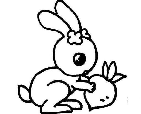 兔子拔萝卜简笔画图片兔子儿童绘画作品图集 兔子简笔画