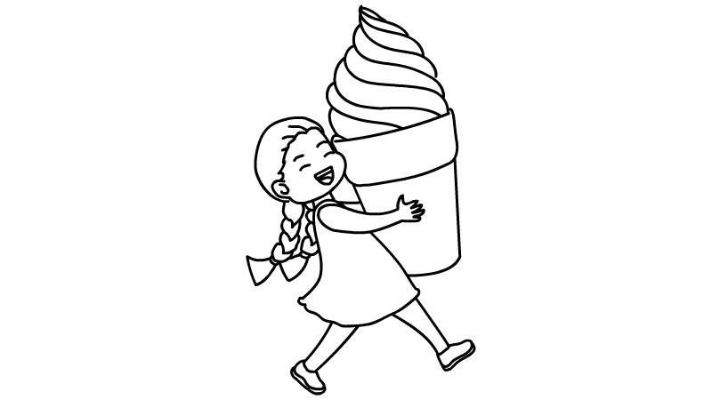 小女孩吃冰激凌的简笔画