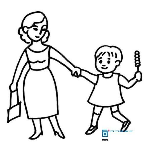 人物简笔画图片大全怎么画大人牵小孩的图片妈妈和孩子牵手的简笔