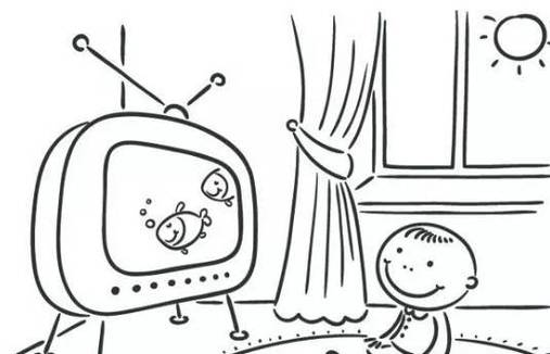 幼儿园看电视简笔画