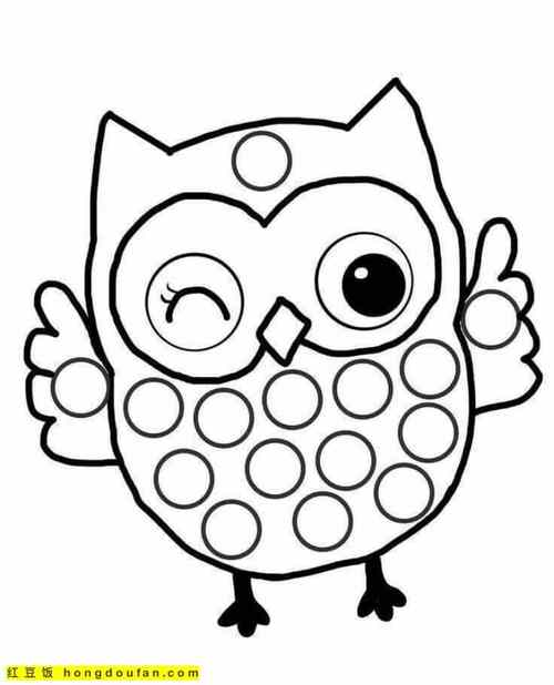 9张智慧与聪明的象征的猫头鹰可爱卡通涂色图片-红豆饭小学生简笔画