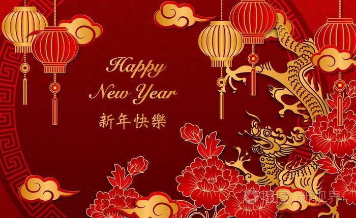 贺卡网页横幅设计的想法. 中文翻译新年快乐