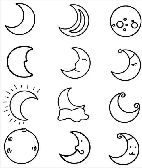 中秋月亮的画法简笔画图片月球环形山的简笔画儿童月亮简笔画手抄报